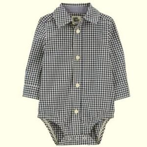 Baby B'Gosh Osh Kosh Boys Gingham Plaid Long Sleeve One Piece Size 6 Months